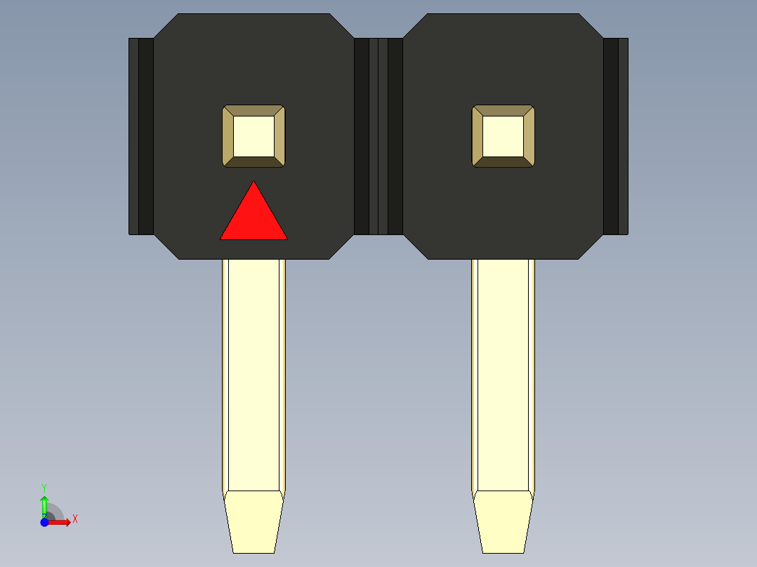 彩色公排针 100mil 2.54mm 系列-DS1022_black_1x02p_100mil_TypeD_rev1.0前视图