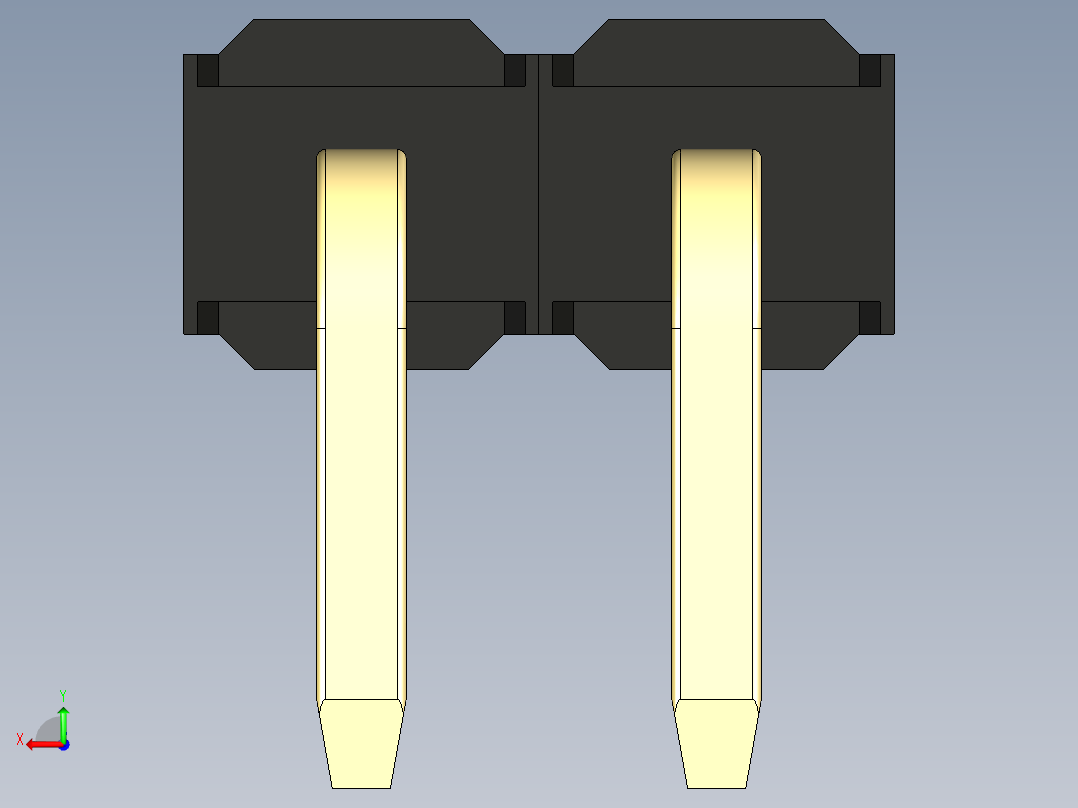 彩色公排针 100mil 2.54mm 系列-DS1022_black_1x02p_100mil_TypeD_rev1.0后视图