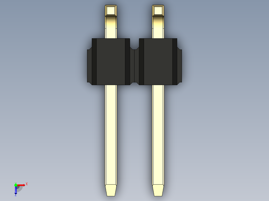 彩色公排针 100mil 2.54mm 系列-DS1022_black_04p_100mil_TypeSMT_rev1.0俯视图