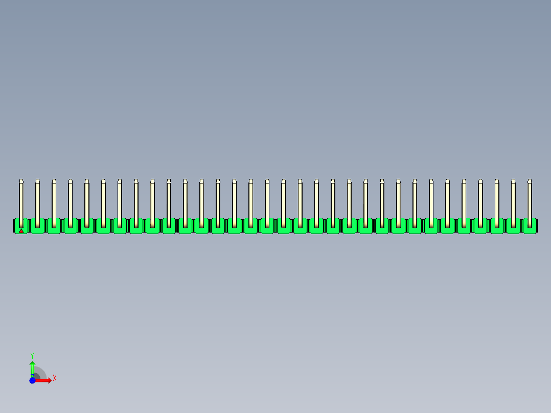 彩色公排针 100mil 2.54mm 系列-DS1022_green_32p_100mil_TypeU_rev1.0前视图