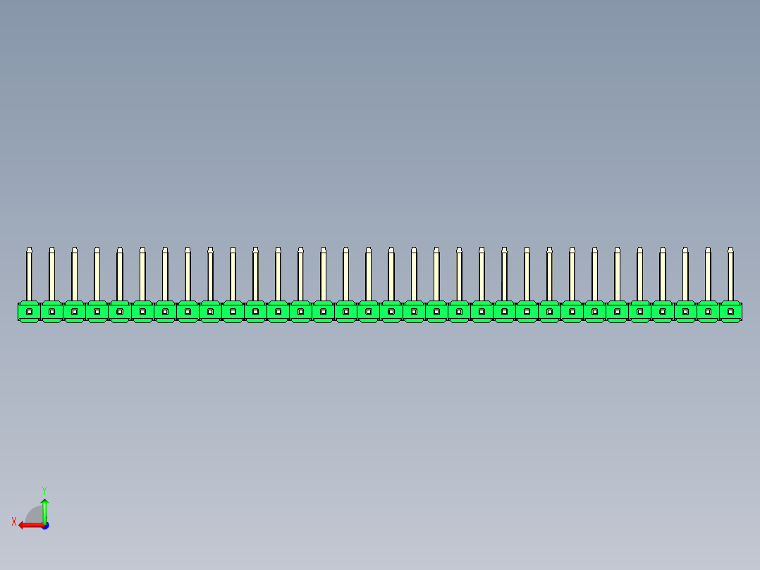 彩色公排针 100mil 2.54mm 系列-DS1022_green_32p_100mil_TypeU_rev1.0后视图
