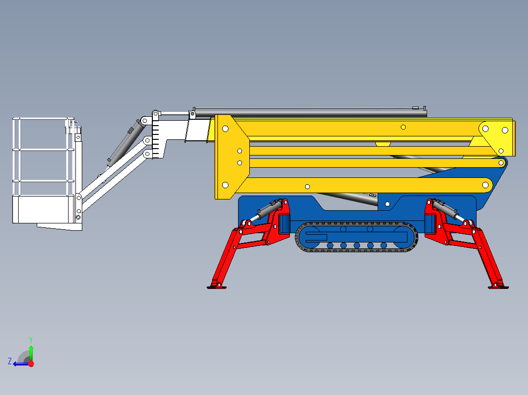 伸缩折叠臂高空作业车右视图