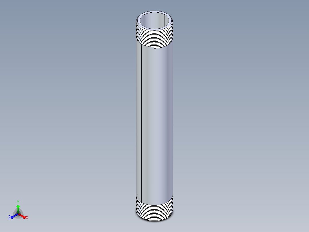 聚氯乙烯配件33-Sch80_Nipple_MPTxMPT_861-221_1.5in x 12in正等轴测图