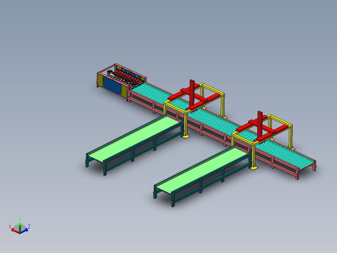 纸箱打包双组蓓链传送生产线