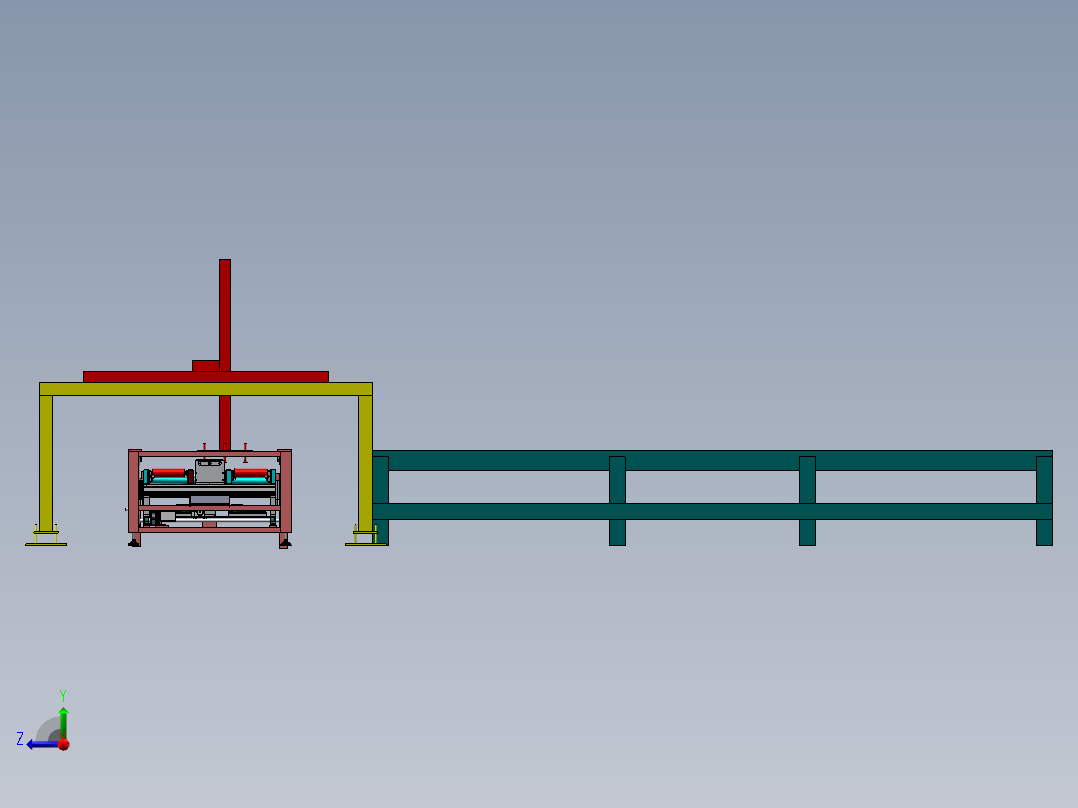 纸箱打包双组蓓链传送生产线右视图