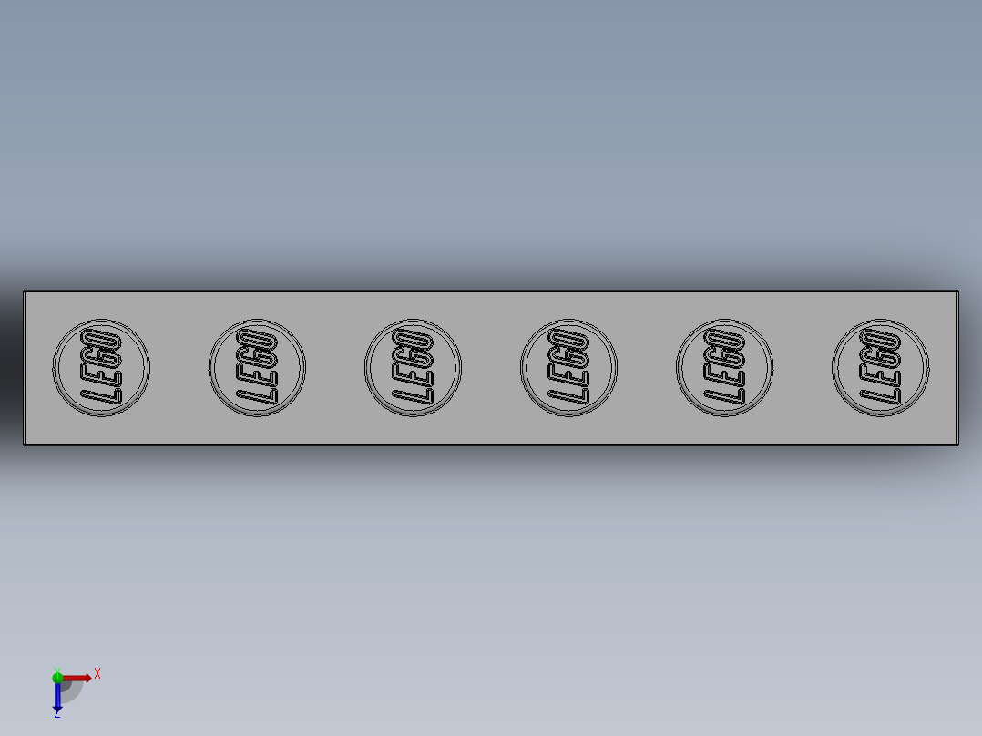 乐高套装 4421基本积木-300901 White Brick 1 x 6.SLDPRT俯视图