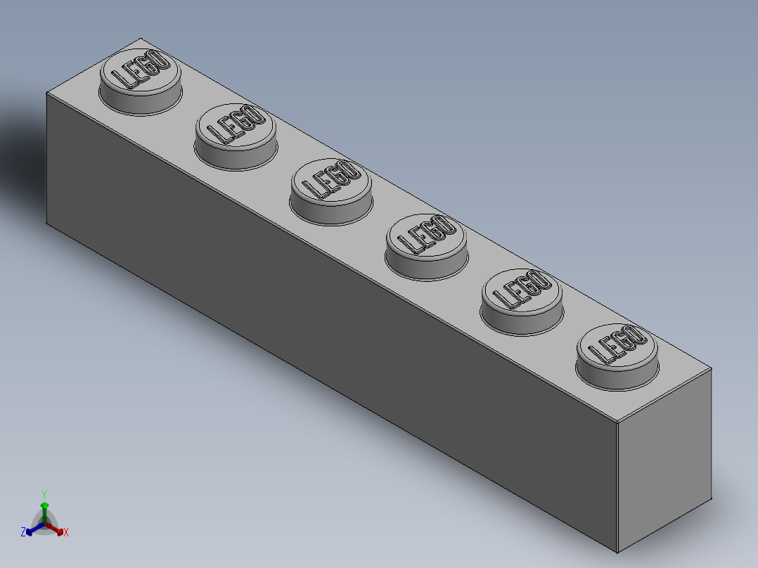 乐高套装 4421基本积木-300901 White Brick 1 x 6.SLDPRT正等轴测图