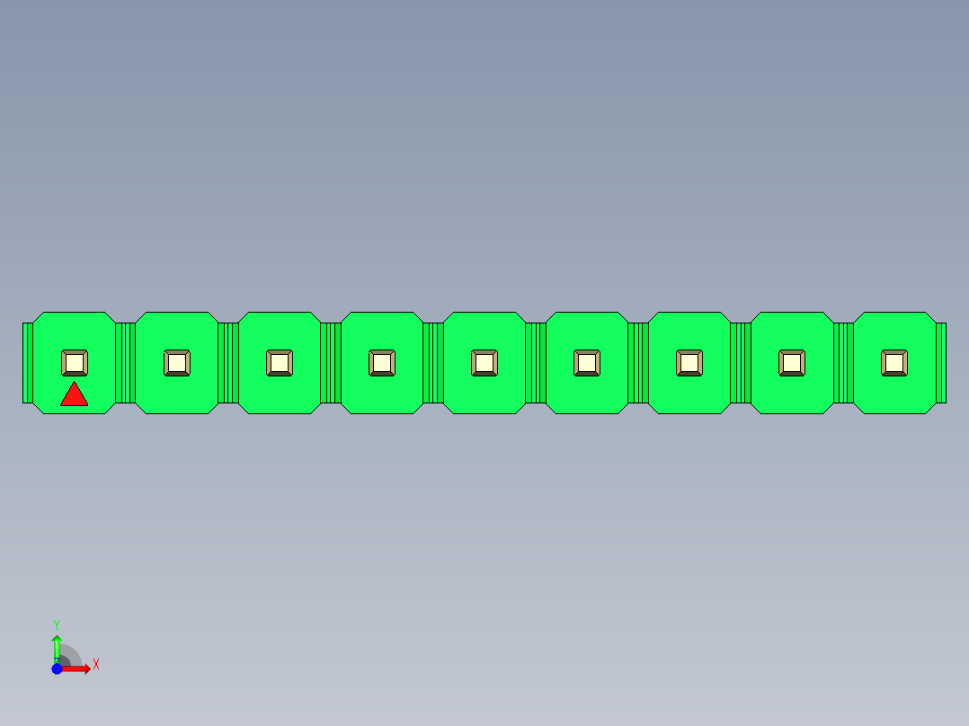 彩色公头100mil（2.54mm）系列-DS1021_green_1x09p_100mil_Type5_rev1.0前视图