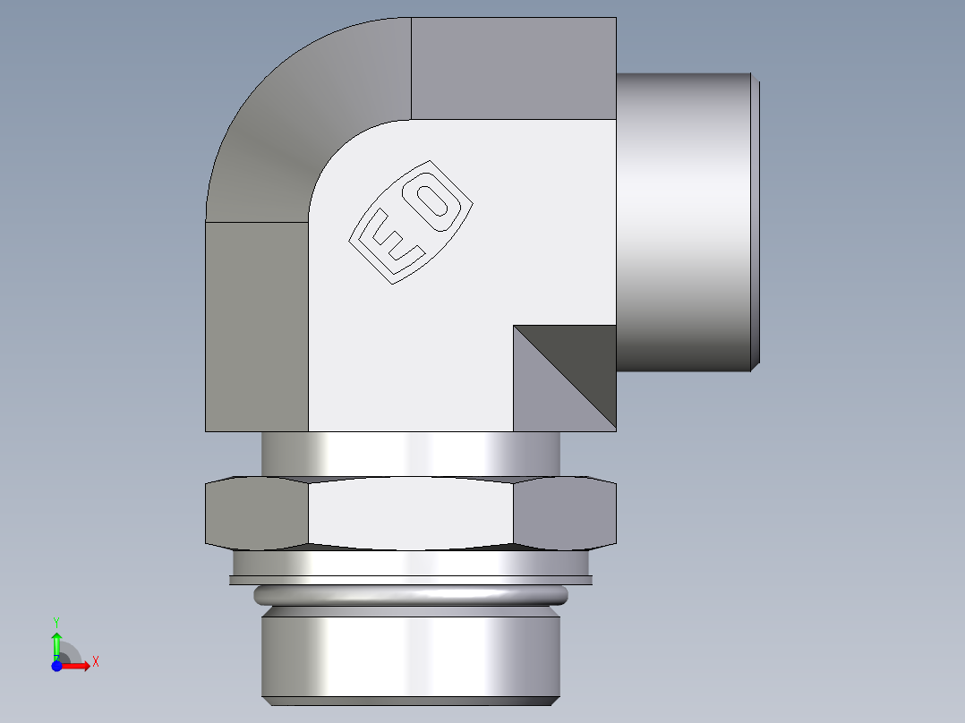 卡套式工业通用硬管接头EO_Adjustable_Locknut_elbow_WEE30SMOROMDCF前视图