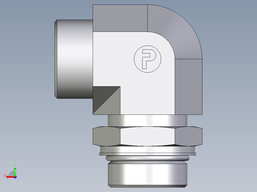 卡套式工业通用硬管接头EO_Adjustable_Locknut_elbow_WEE30SMOROMDCF后视图