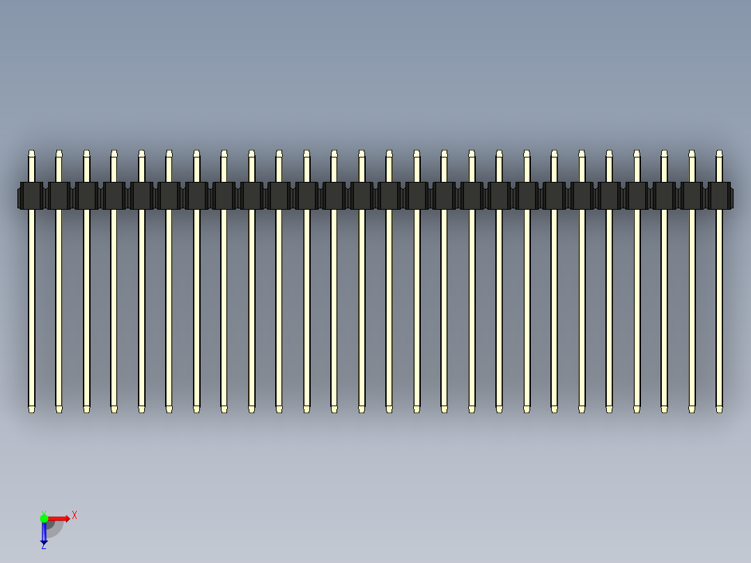 彩色公头100mil（2.54mm）系列-DS1021_black_1x26p_100mil_Type19_rev1.0俯视图