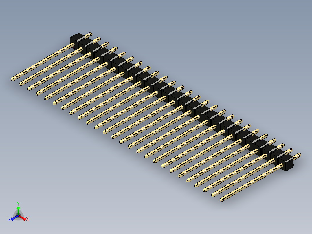 彩色公头100mil（2.54mm）系列-DS1021_black_1x26p_100mil_Type19_rev1.0正等轴测图
