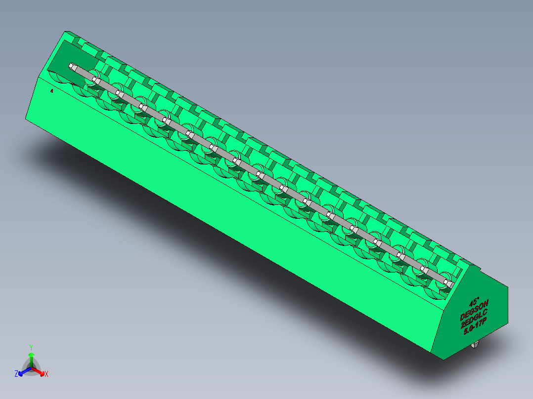 DEGSON 2EDG 系列 5.0mm 可插拔接线端子组-2EDGLC-5.0-17P-14-00AH正等轴测图