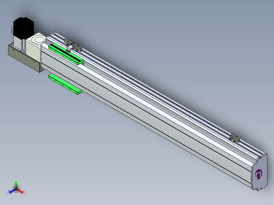 同步带滑台-半封闭B13H-L45-S750-L-P40-D3正等轴测图
