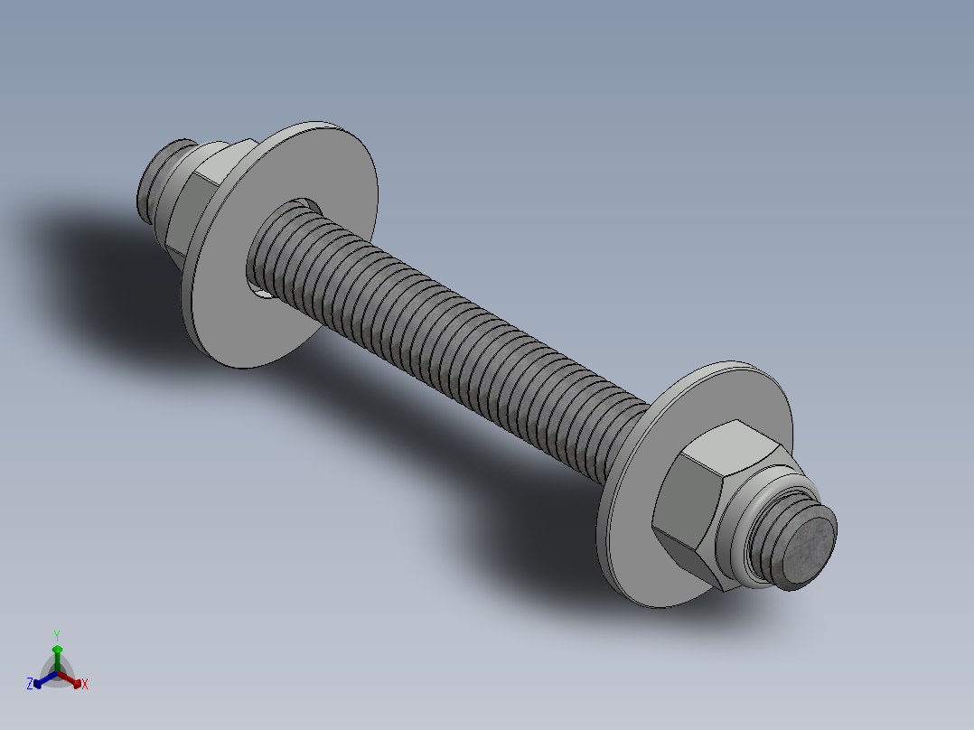 紧固件-0.6250 All-Thread正等轴测图