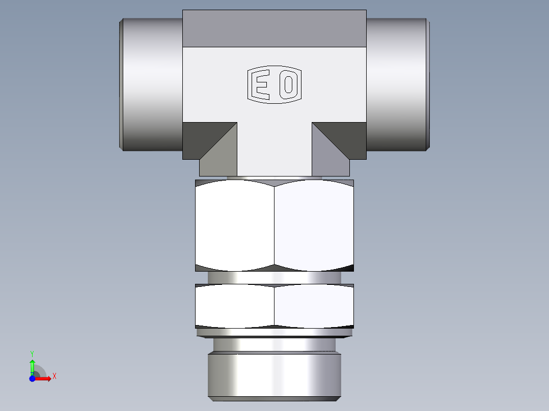 卡套式工业通用硬管接头EO_Assembled_adjustable_standpipe_branch_tee_EVT30SMOMD71前视图