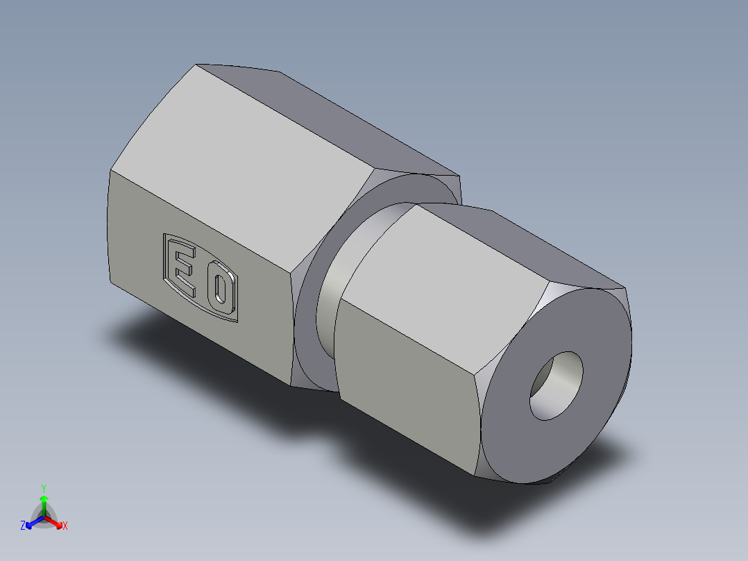 卡套式工业通用硬管接头EO_Swivel_connector_GAI06SR71正等轴测图