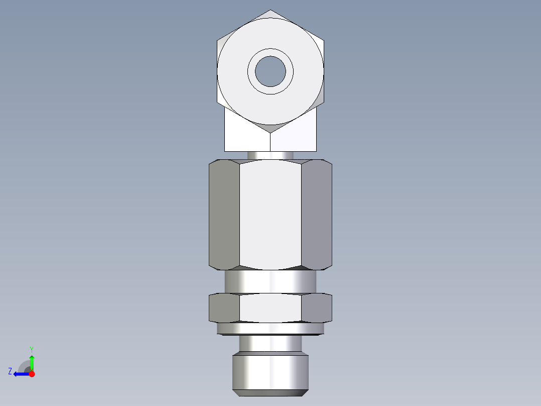 卡套式工业通用硬管接头EO_Assembled_adjustable_standpipe_branch_tee_EVT06LM71右视图