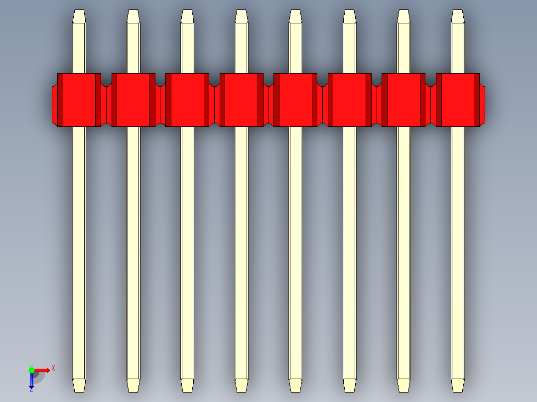 彩色公头100mil（2.54mm）系列-DS1021_red_3x08p_100mil_Type5_rev1.0俯视图