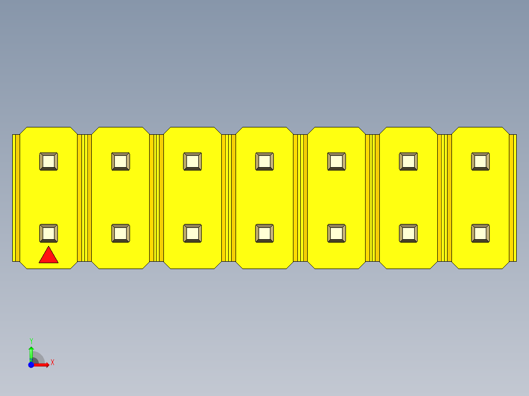 彩色公头100mil（2.54mm）系列-DS1021_yellow_2x07p_100mil_Type19_rev1.0前视图