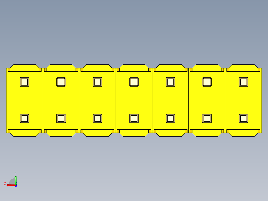彩色公头100mil（2.54mm）系列-DS1021_yellow_2x07p_100mil_Type19_rev1.0后视图