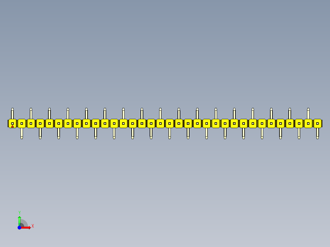 彩色公排针 100mil 2.54mm 系列-DS1022_yellow_34p_100mil_Type_SMT_R1_rev1.0前视图