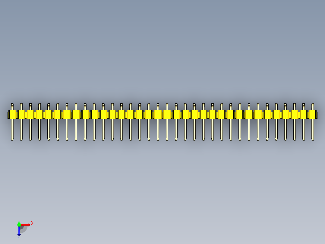 彩色公排针 100mil 2.54mm 系列-DS1022_yellow_34p_100mil_Type_SMT_R1_rev1.0俯视图