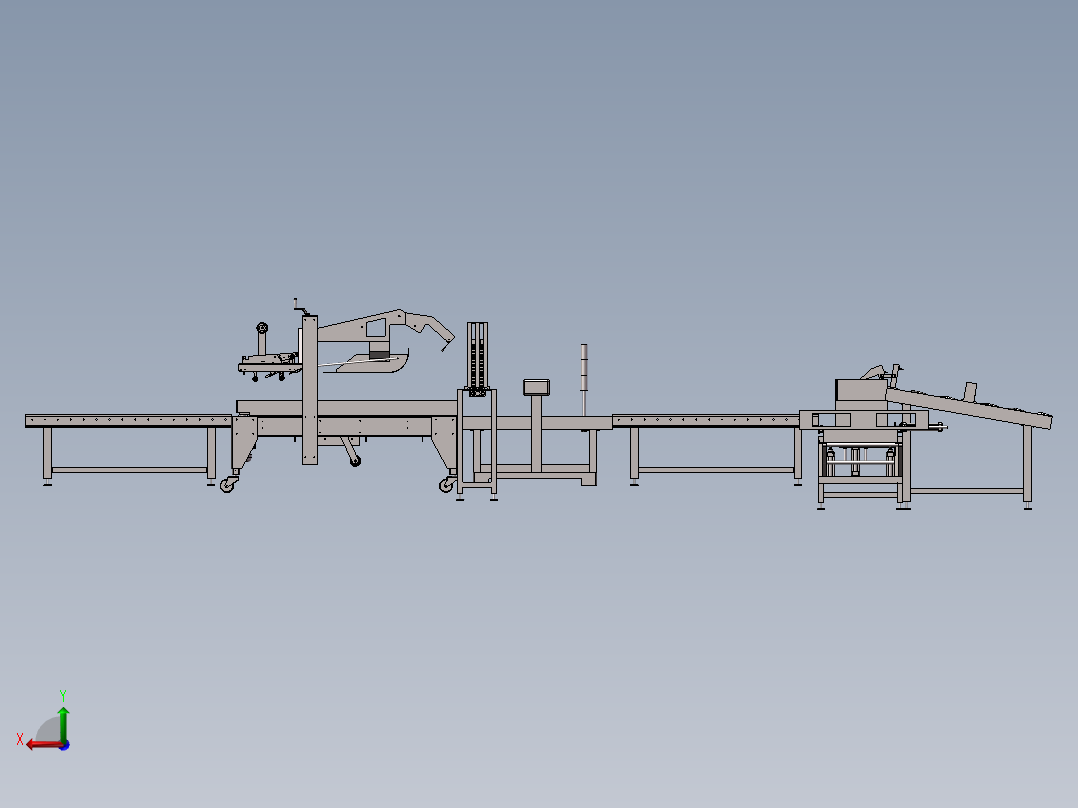 自动化纸箱装箱生产线全套模型后视图