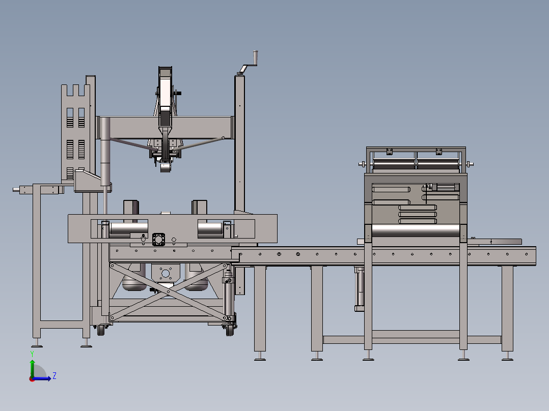 自动化纸箱装箱生产线全套模型左视图