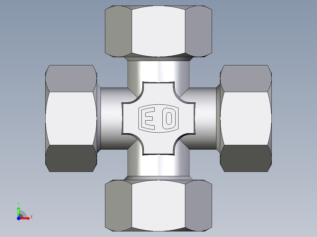 卡套式工业通用硬管接头EO_Union_cross_K22LCF前视图