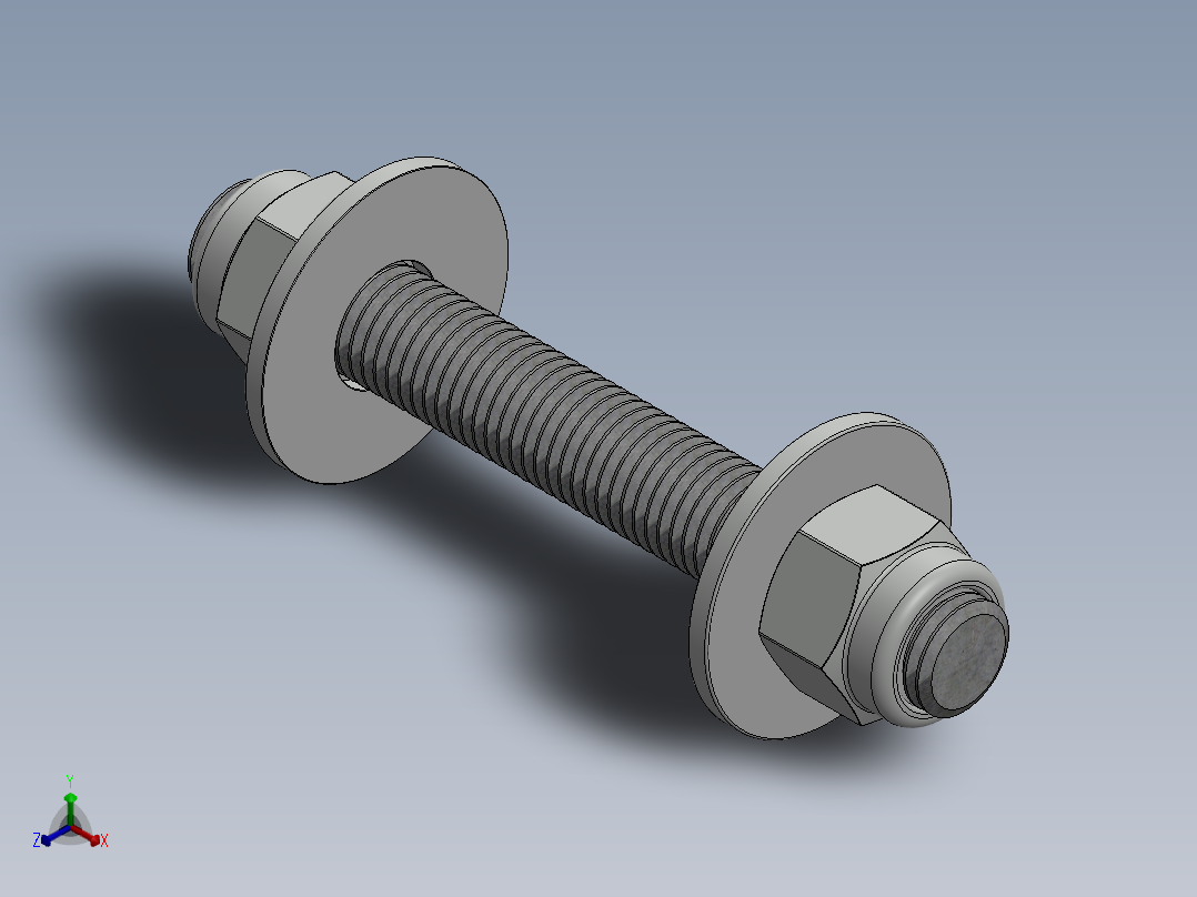 紧固件-0.7500 All-Thread正等轴测图