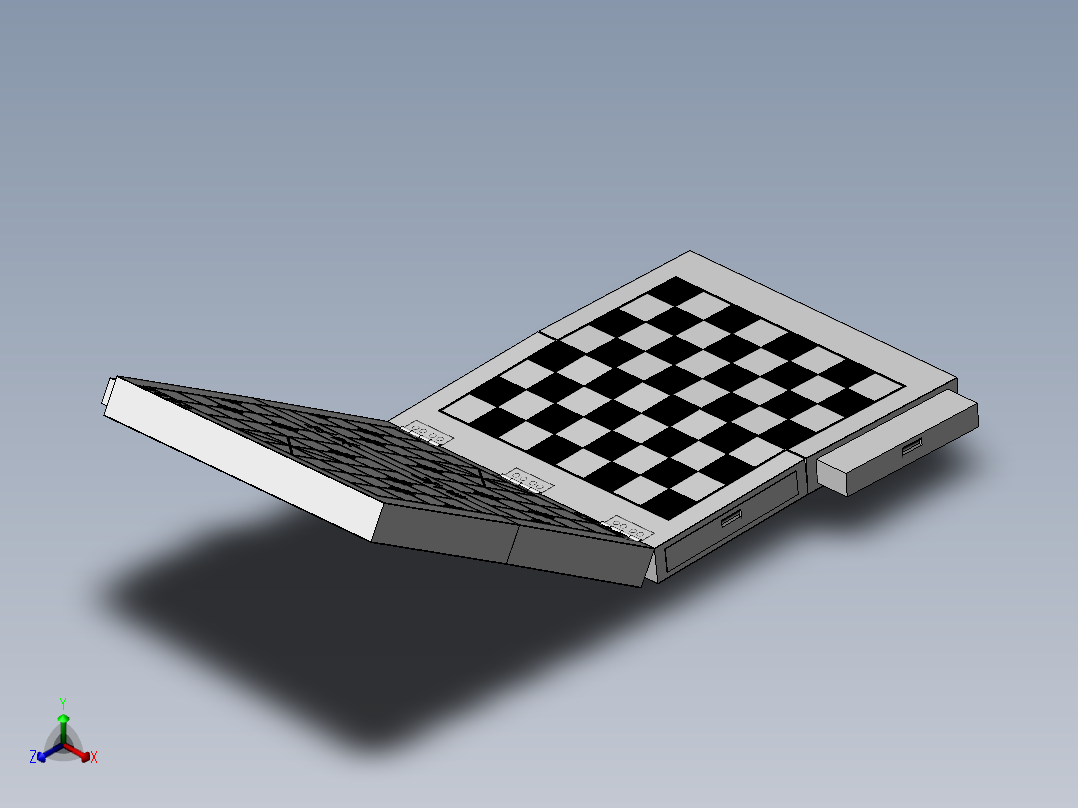 象棋，围棋，国际象棋三用木质棋盘正等轴测图