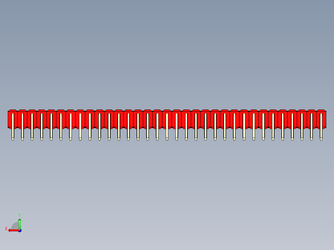 彩色公排针 100mil 2.54mm 系列-DS1022_red_2x33p_100mil_TypeD_rev1.0后视图