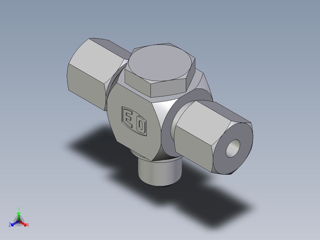 卡套式工业通用硬管接头EO_High_pressure_banjo_tee_TH06SRKDSCF正等轴测图
