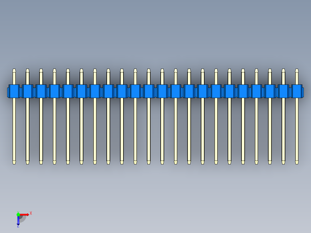 彩色公头100mil（2.54mm）系列-DS1021_blue_2x22p_100mil_Type5_rev1.0俯视图