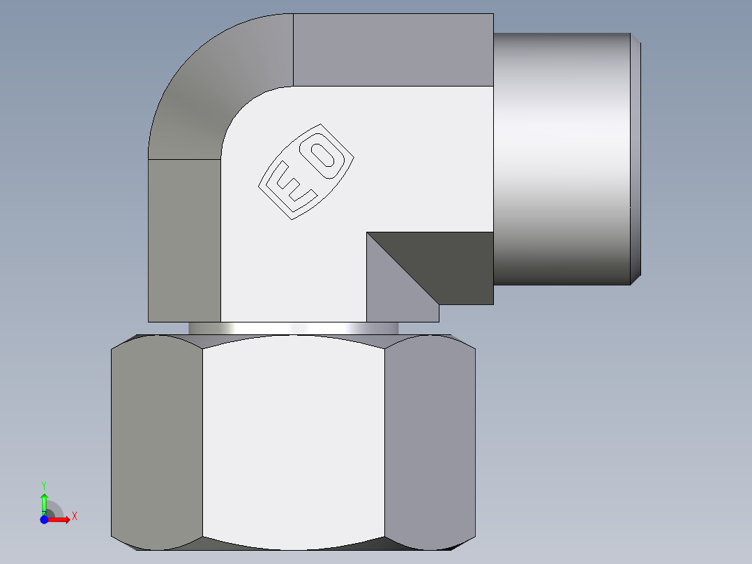 卡套式工业通用硬管接头EO_Swivel_nut_elbow_EW16SOMDCF前视图