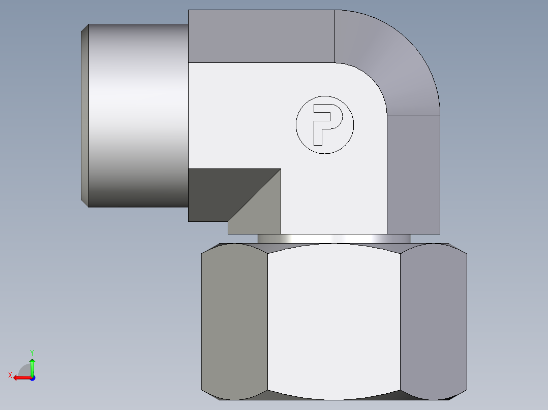 卡套式工业通用硬管接头EO_Swivel_nut_elbow_EW16SOMDCF后视图
