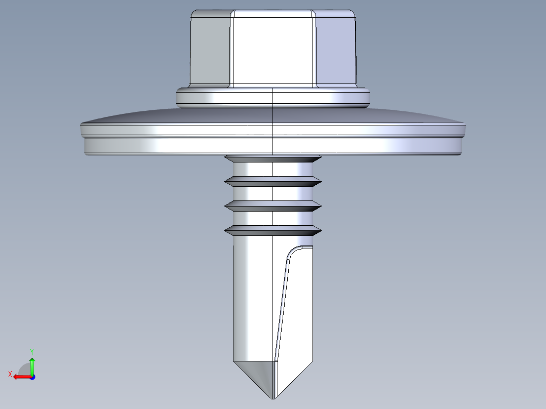 紧固件-IGES Drill-Tip Screw-02后视图