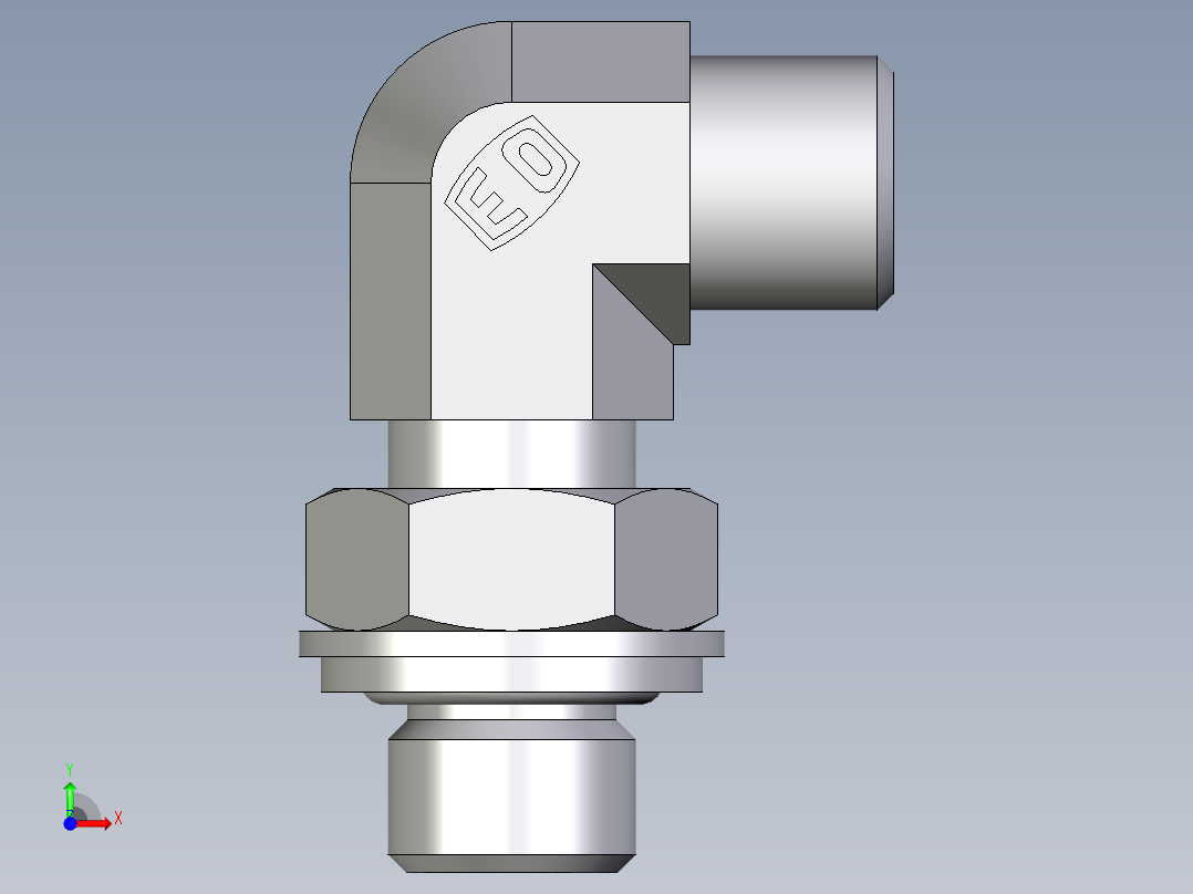 卡套式工业通用硬管接头EO_Adjustable_Locknut_elbow_WEE06LLROMDCF前视图