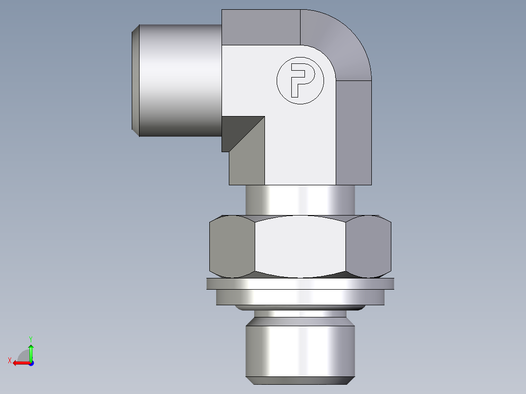 卡套式工业通用硬管接头EO_Adjustable_Locknut_elbow_WEE06LLROMDCF后视图