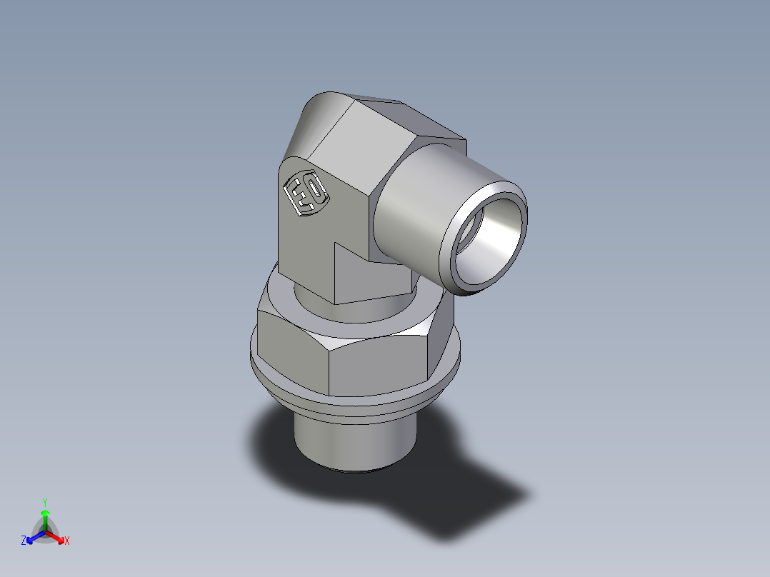 卡套式工业通用硬管接头EO_Adjustable_Locknut_elbow_WEE06LLROMDCF正等轴测图