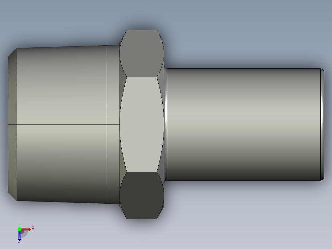 软管与硬管连接用工业通用接头0120_15_21俯视图