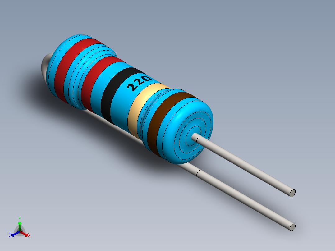电容器 二极管 电阻器-Resistor Vertical 22 Ohm 1W正等轴测图