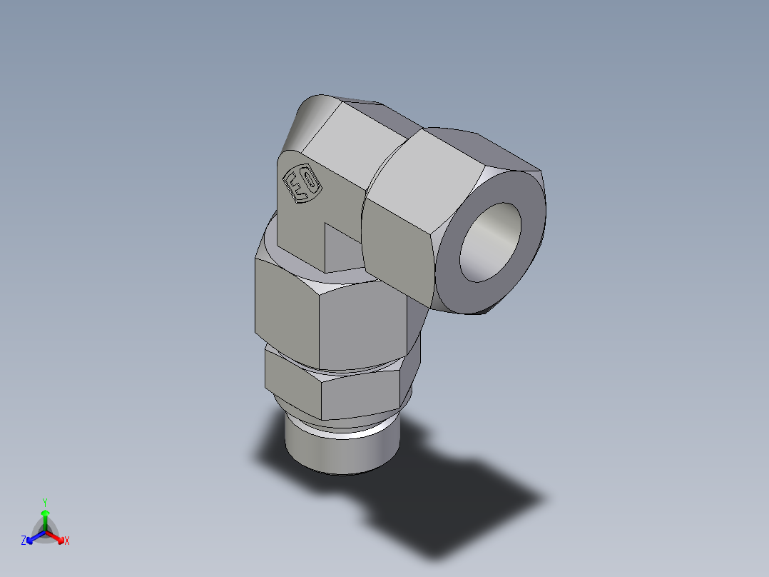 卡套式工业通用硬管接头EO_Assembled_adjustable_standpipe_elbow_EVW20SR71正等轴测图