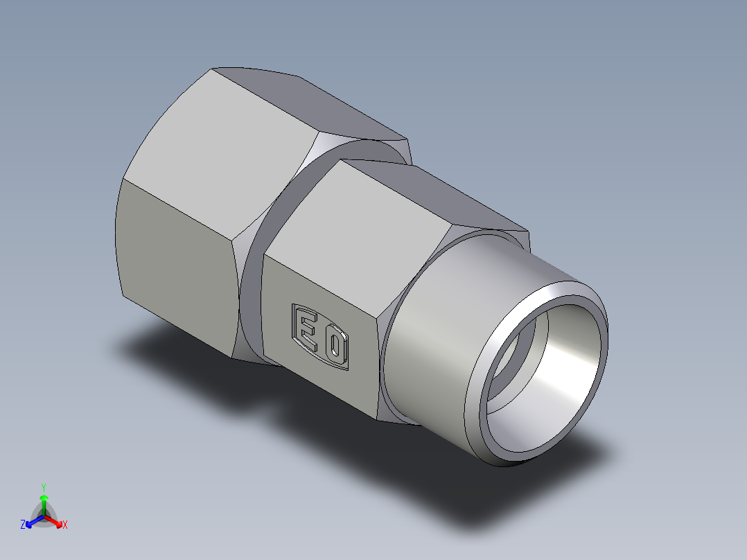 卡套式工业通用硬管接头EO_Distance_piece_adapter_DA12LOMD71正等轴测图