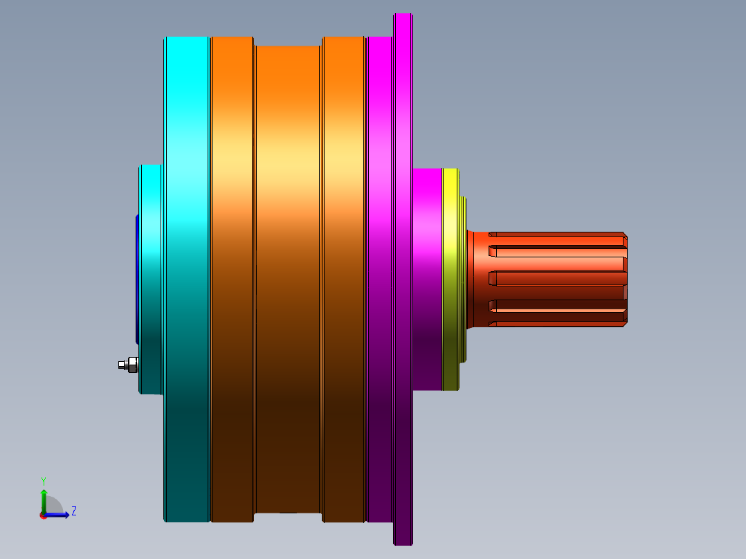 内曲线径向柱塞式液压马达模型916531左视图