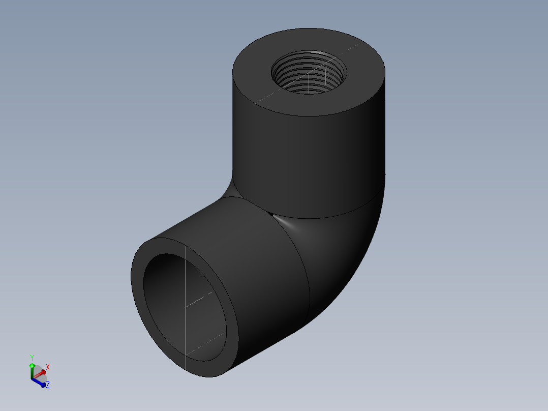 PVC管件-1inx0.5inThread_Elbow正等轴测图