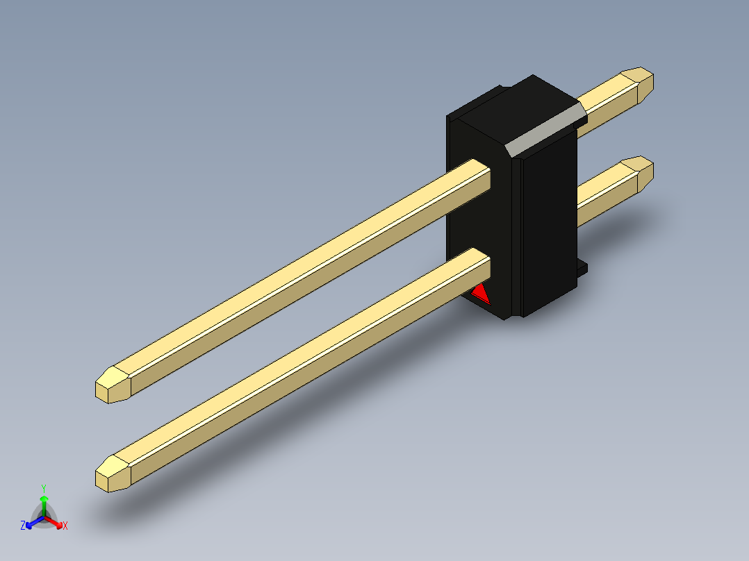 彩色公头100mil（2.54mm）系列-DS1021_black_2x01p_100mil_Type5_rev1.0正等轴测图