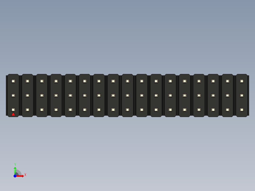 彩色公头100mil（2.54mm）系列-DS1021_black_3x17p_100mil_Type5_rev1.0前视图