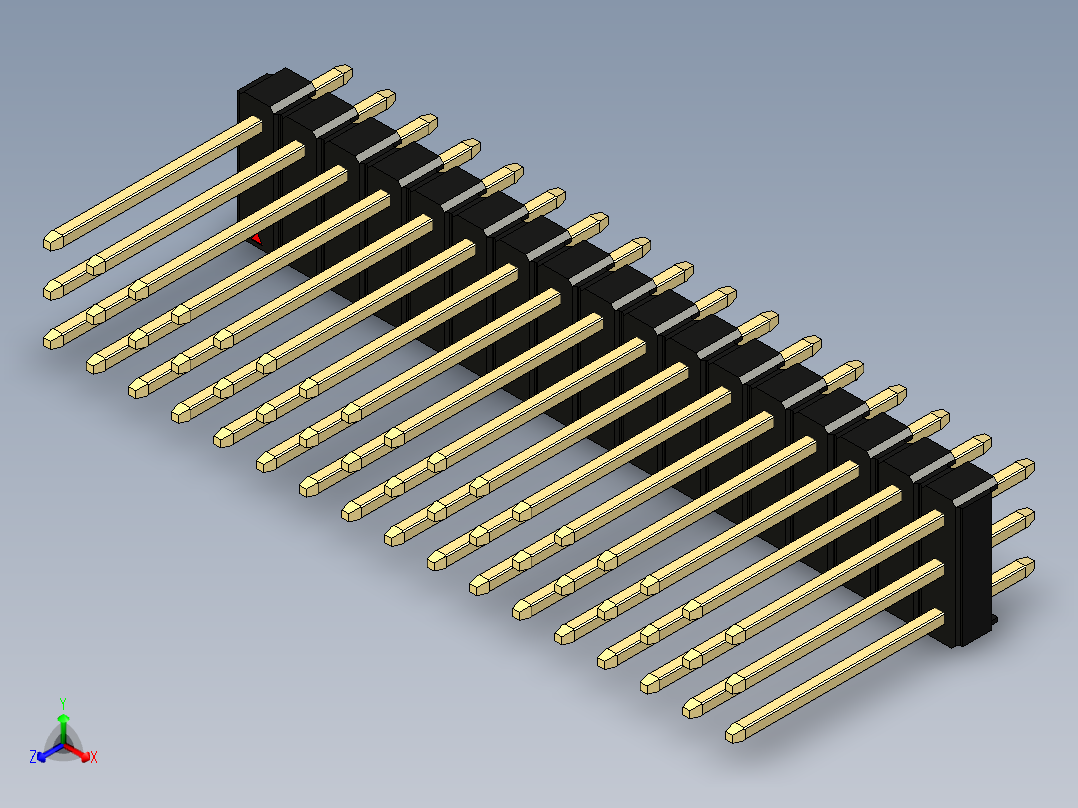 彩色公头100mil（2.54mm）系列-DS1021_black_3x17p_100mil_Type5_rev1.0正等轴测图